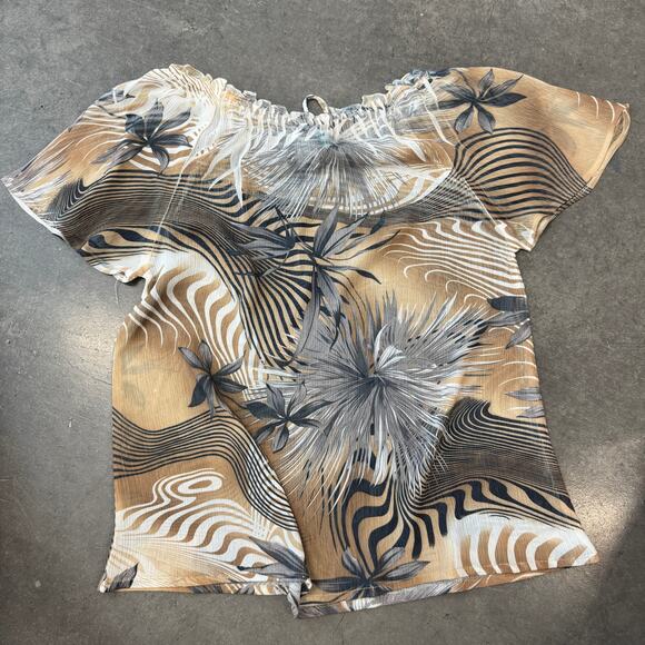 Vintage Y2K Palm Tree Sheer Fairy Summer Vacation Floral Women Small - Picture 2 of 5